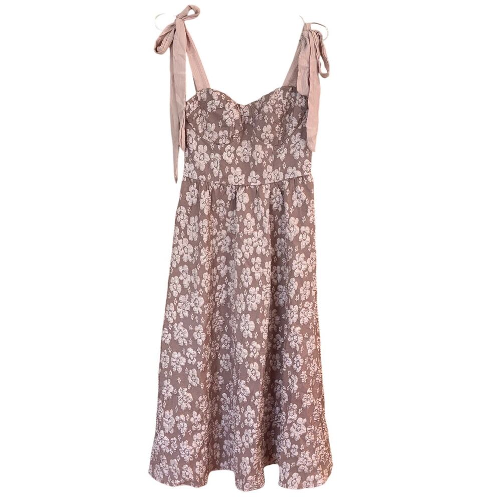 NWT Lulus Bubbly Bliss pink bustier tie strap floral midi‎ dress SIZE S